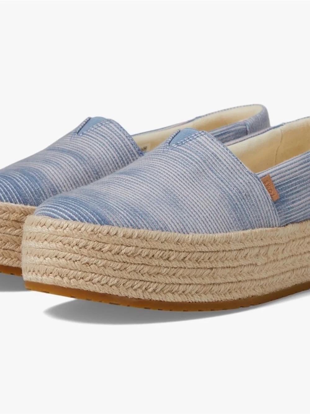 Toms Light Blue Espadrille Platform Slip-On